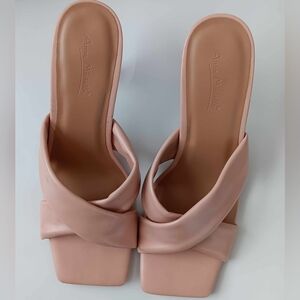 Anne Michelle Zeal-16 Soft Cross Strap Heels Blush Color
